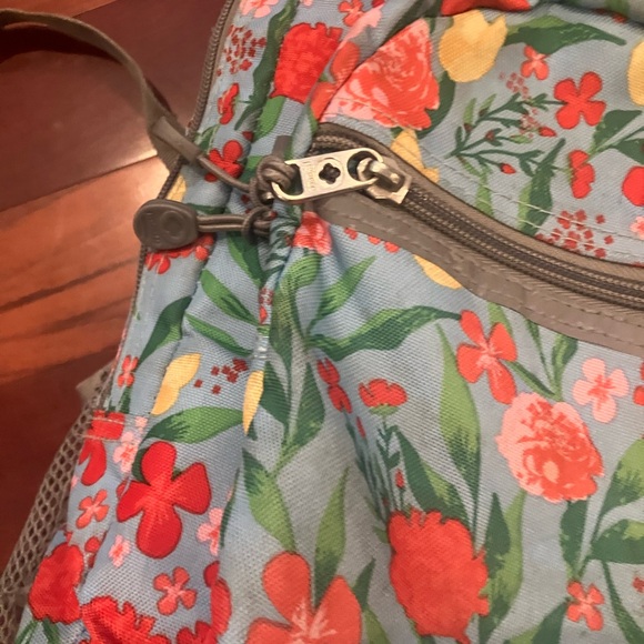 JWorld Floral Backpack with Wheels - Red, Yellow, Green - Picture 2 of 10